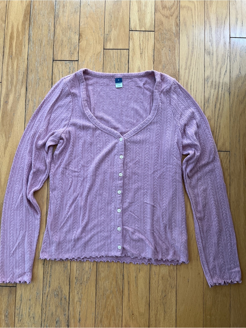 Old Navy Mauve Button-Front Long Sleeve Knit Top